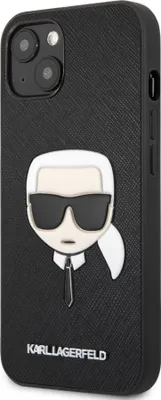 Produktbild von Karl Lagerfeld Saffiano Ikonik Karl`s Head - Hülle für iPhone 13 Mini (Schwarz)
