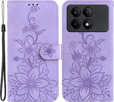 Produktbild von Xiaomi Poco X6 Pro 5G Hülle - Coverup Blumen Klapphülle - Violett