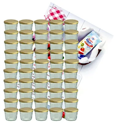 Image de lot de 50 pots à confiture 230 ml pot à confiture To 82 couvercle doré incl. livret de recettes