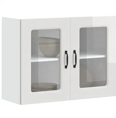 Produktbild von Hochwertig Küchen-Hängeschrank mit Glastür Hochglanz-Weiß Holzwerkstoff 853609