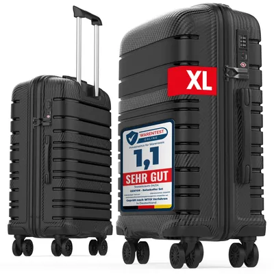 Produktbild von Reisekoffer Hartschalenkoffer XL Groß – Koffer Trolley Rollkoffer mit 4 Rollen & TSA-Schloss, Schwarz, 74 x 49 x 29 cm, stabil & leicht