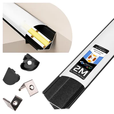 Produktbild von MasterLED LED Leiste Winkelprofil Aluminium Schwarz 2m – Eckprofil mit Milchabdeckung – Inkl. Endkappen & Halterung