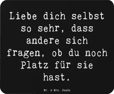 Produktbild von Mr. & Mrs. Panda Mauspad Spruch Selbstakzeptanz Liebe - Schwarz - Geschenk, Mitgefühl, laptop, Stärke, Motivation, pc mousepad, Gefühle, Wertschätzung, Mouse Pad, Zitat
