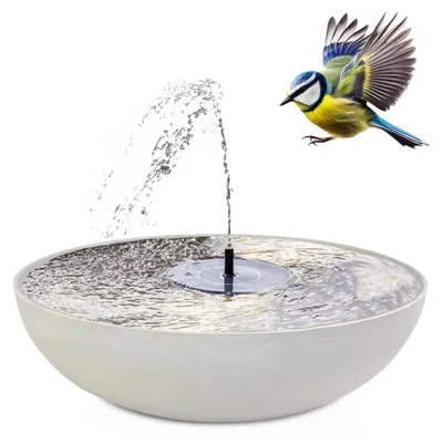 Produktbild von Solarbrunnen Set für draußen 45 cm Vintage Deko-Schale hell-grau