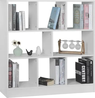 Produktbild von Famanu Bücherregal - Modernes Design - 3 Etagen - 8 Fächer - Weiß
