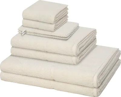 Produktbild von Möve for frottana Pearl 2 X Wasch- 2 X Gäste- 2 X Dusch- 2 X Handtuch im Set Edle Perlstruktur für stilvolle Handtücher, Hohe Flauschigkeit sorgt für sanftes Wohlfühlen, Schnell trocknend und saugfähig für praktischen Einsatz