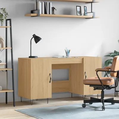 Produktbild von The Living Store Schreibtisch Sonoma-Eiche 140x50x75 cm Holzwerkstoff