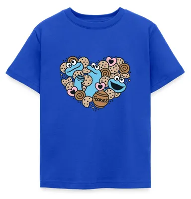 Produktbild von Spreadshirt Sesamstraße Herz Mit Krümelmonster Kinder T-Shirt, 98/104 (3-4 Jahre), Royalblau