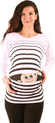 Produktbild von M.M.C. Umstandslangarmshirt Winke Winke mit Motiv, XL, Weiß