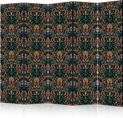 Obrázek produktu pro Paraván jednostranný Květiny 225x172 cm 5dílný černý
