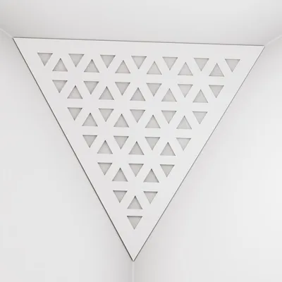 Produktbild von 2er-Pack – Deckenecken-Bassfalle "Triangle-F" | Pyramidenförmiger Akustikschaum mit laminierter HDF-Platte und Stoff [TRI -Weiß|Weiß]