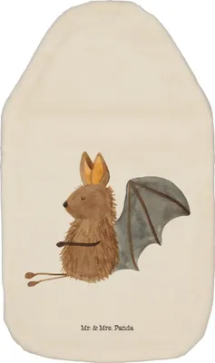 Produktbild von Mr. & Mrs. Panda Wärmflasche Fledermaus Sitzen - Weiß - Geschenk, mit Bezug, gummi, Lustige Sprüche, Entspannen, Fledermäuse, Wärmflaschen, Wärmekissen, naturkautschuk