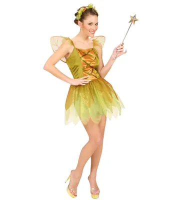 Produktbild von VERGOLDETE WALDFEE (Kleid, Flügel, Kopfbedeckung) Größe M