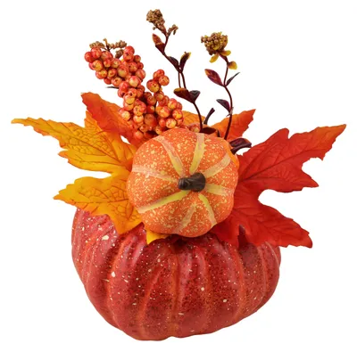 Productafbeelding van Herfstdecoratie van piepschuim, merk Mondex Mave, 18 cm, oranje, 1 stuk