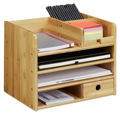 Schreibtisch-Organizer Bambus, A4, mit Schublade, 26x33x24 cm