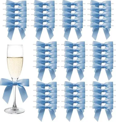 Produktbild von Famanu Geschenkstricken Blau - 50 Stück Satin Dekoration für Geschenke und Hochzeiten