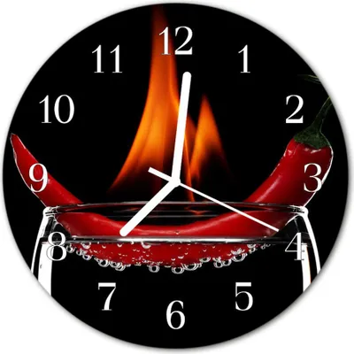 Immagine prodotto di Orologio da parete in vetro, orologio da cucina, vetro vero, 30 cm, rosso peperoncino
