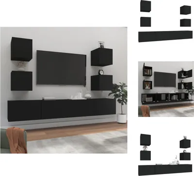 Immagine prodotto di vidaXL Set di mobili TV da 6 pezzi in legno nero - Mobili TV