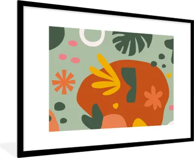 Produktbild von MuchoWow® Gerahmtes Poster Monstera - Pflanzen - Muster 90x60 cm - Poster mit Schwarzem Bilderrahmen Wandposter Rahmen Foto Bilder - Wanddekoration - Fotos