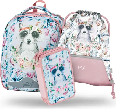 Produktbild von BAAGL SET 3 Shelly Raccoon: Aktentasche, Federmäppchen, Tasche