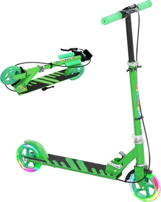 Produktbild von AIYAPLAY Scooter Kids Skladacia detská kolobežka s nastaviteľnou výškou riadidiel, 2 svietiace kolieska, ručná brzda a zadný brzdový pedál pre deti od 3 do 8 rokov zelená