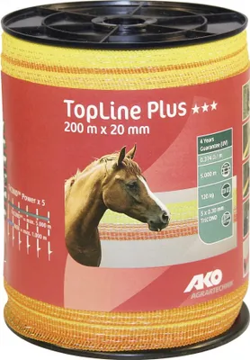 Produktbild von Band TopLine Plus, 200m, 20mm, - gelb/orange, 5 x 0,3mm TriCOND - TopLine Plus Weidezaunband -   gelb / orange