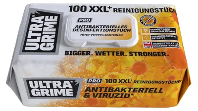 Immagine prodotto di UltraGrime Pro: salviette antibatteriche per la pulizia | Salviette antibatteriche industriali per la pulizia