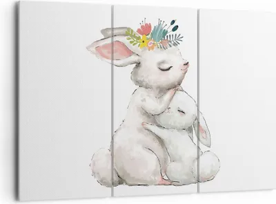 Produktbild von Bild auf Leinwand - Leinwandbild - 3 Teile - Kaninchen Hase Kinder - 165x110cm - Wand Bild - Wanddeko - Wandbilder - Leinwanddruck - Bilder - Wanddekoration - Leinwand bilder - CE165x110-4725
