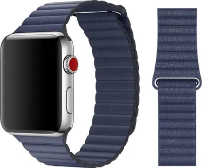 Produktbild von Original Apple Leather Loop Armband Größe M 42/44/45mm MLHM2ZM/A Midnight Blue