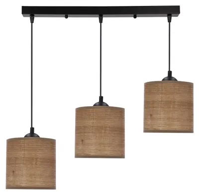 Immagine prodotto di Lampada a sospensione scandinava e tavolo da pranzo LEGNO - 3xE27, 40W, noce / nero