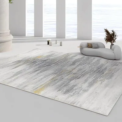 Produktbild von Unyqoos® Weicher, waschbarer Teppich 160 x 230 cm – Grau, Kristallpool, rutschfeste Rückseite, für Wohn- & Schlafzimmer