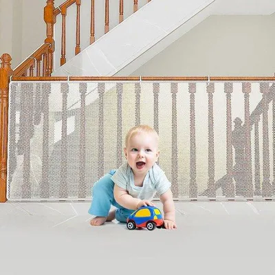Obrázok produktu pre Uniqoos® Bezpečnostná sieť 300 x 90 cm - flexibilná nylonová sieť na ochranu balkóna a schodiska, bezpečná pre deti a domáce zvieratá, vrátane káblových svoriek a upevňovacích popruhov