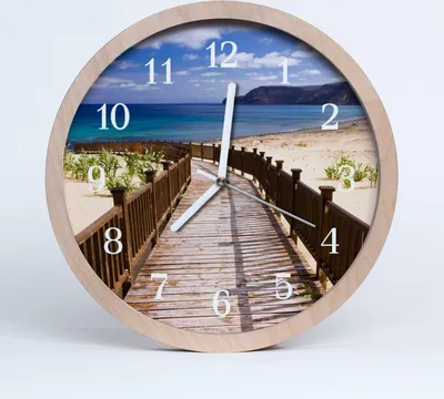 Produktbild von Holzuhr 30fi cm wanduhr - Seestrandlandschaft