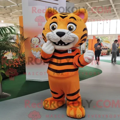 Produktbild von Tiger-Maskottchen-Kostüm REDBROKOLY mit Bleistiftrock und Ohrringen