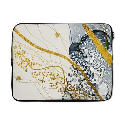 Produktbild von MuchoWow® Laptop Hülle 15 Zoll Abstrakt - Gold - Natur - Kunst Laptoptasche - Laptoptasche - Sleeve - Rundum-Schutz