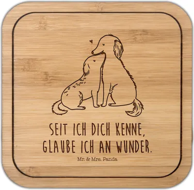 Produktbild von Mr. & Mrs. Panda kork untersetzer Hunde Liebe - Transparent - Geschenk, Tischuntersetzer, Herz, Haustier, gläseruntersetzer, Tischschoner, Optimitisch, Kuscheln, Wunder