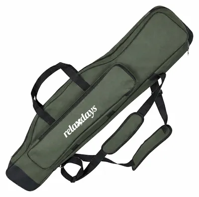 Immagine prodotto di Borsa da pesca Relaxdays, borsa per canne da pesca, 100 cm, per 3 canne, 5 scomparti, imbottita, accessori da pesca, grande, tessuto Oxford 1200D, verde oliva