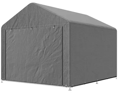 Produktbild von Wasserdichter Gartenschuppen 2 x 2,4 m mit Rolltor und Metallrahmen, hellgrau
