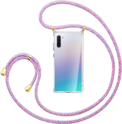 Produktbild von Handykette Backcover-Schutzhülle mit Band (Metall goldfarben) für Samsung Galaxy Note 10 - lila/rosa/blau
