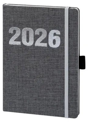 Productafbeelding van BSB 02-0289 Boekagenda V-book - A5, 1 week / 2 pagina's, linnenlook, grijs