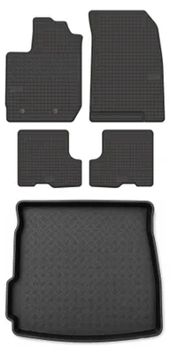 Productafbeelding van Rubberen automatten + kofferbakmat voor Dacia Duster II 2018-2024 (SUV) – 5-delig, zwart, op maat – Wielganizator