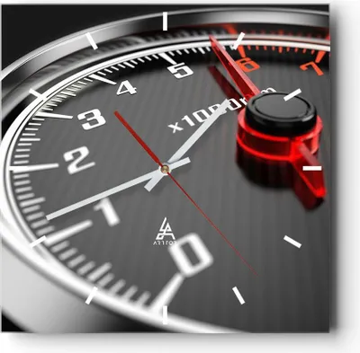 Produktbild von Wanduhr - Quadrat - Glasuhr - Tachometer Auto Pfeil - 30x30cm - Schleichendes Uhrwerk - Lautlos - zum Aufhängen bereit - Dekoration Modern - Wanddekoration aus Glas - C3AC30x30-2688