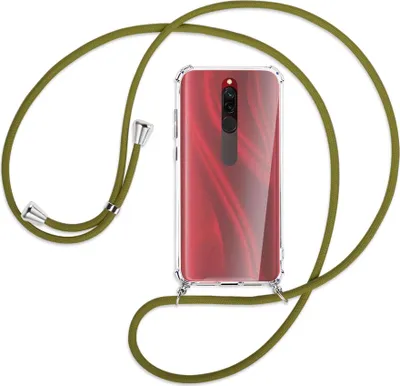 Produktbild von Handykette Backcover-Schutzhülle mit Band (Metall silberfarben) für Xiaomi Redmi 8 - khaki