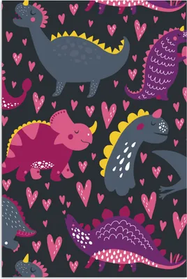 Produktbild von MuchoWow® Poster Dinosaurier - Kind - Muster - Rosa - Mädchen 20x30 cm - Papierdruck