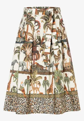Produktbild von MORE & MORE Poplin Print Skirt 4041 retro jungl 36
