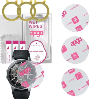 Produktbild von apgo 3 Stück Schutzglas, klar, kompatibel mit Samsung Galaxy Watch 46MM Smartwatch, Hybrid 8H, Ersatz für Hartglas, Displayschutzglas, Bildschirmschutz, Displayschutz, kratzfest