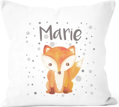 Produktbild von Kissen-Bezug mit Namen Fuchs-Motiv Kissen-Hülle Namenskissen Baumwolle personalisierte Geschenke Dekokissen SpecialMe® weiß unisize