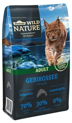Productafbeelding van Dehner Wild Nature kattenvoer Gebirgssee, droogvoer, glutenvrij/suikervrij, voor volwassen katten, zalm, 1,5 kg