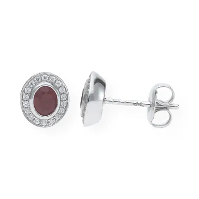 Produktbild von JuwelmaLux Ohrstecker Weißgold 333 mit Rubin & synth. Zirkonia JL10-06-1064
