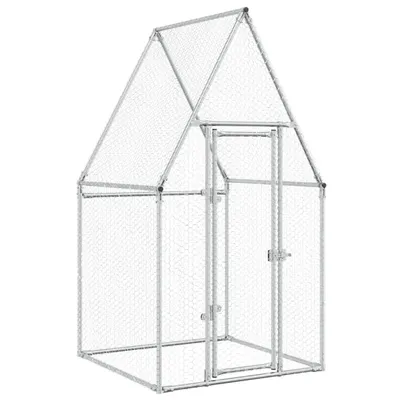 Zdjęcie produktu dla vidaXL Klatka dla kurcząt srebrna 100x100x190 cm Stal ocynkowana